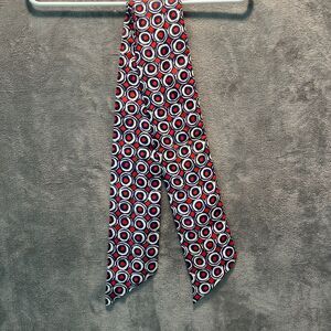 Vintage Ashear Italy 100% Silk Mod Geometric Circle Neck Tie Scarf Twilly Sash